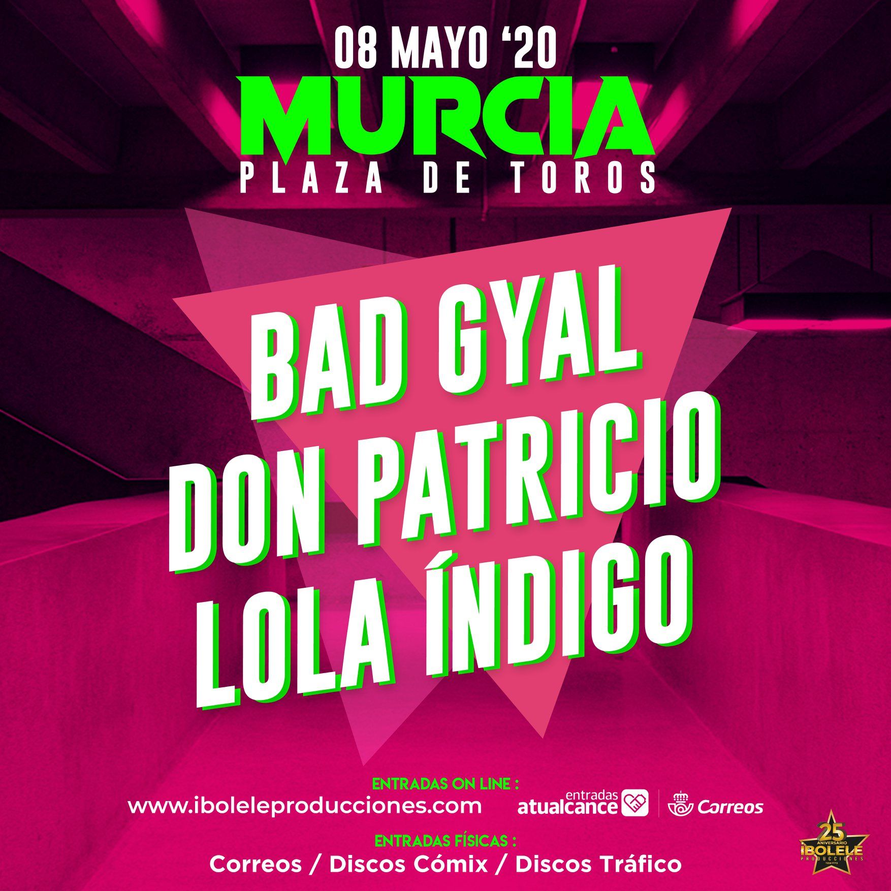Bad Gyal, Don Patricio y Lola Índigo en la Plaza de Toros de Murcia el 8 de mayo